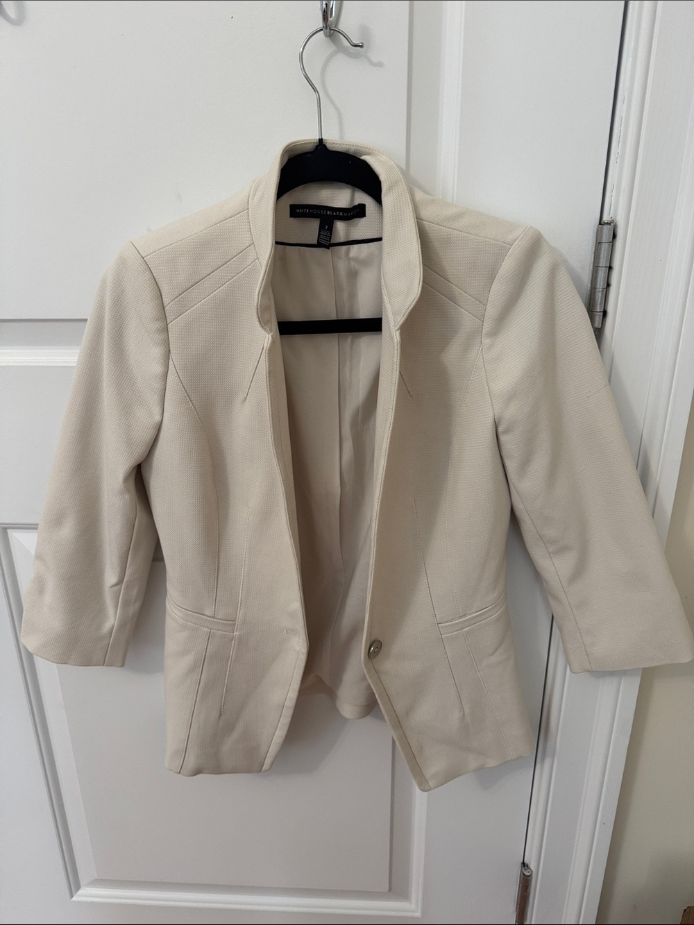 White House Black Market Cream Open-Front Structured Blazer